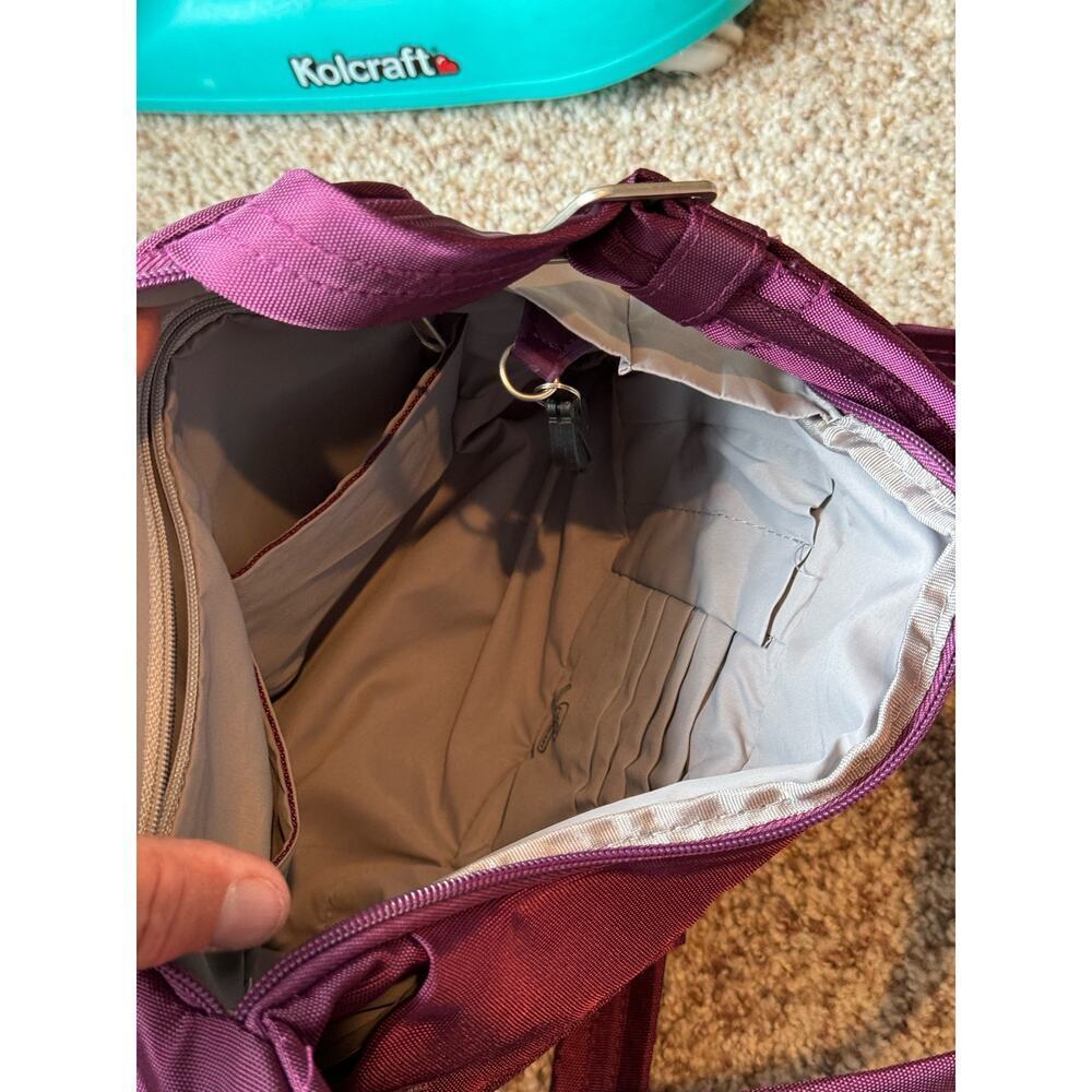 Travelon Anti-Theft Classic Crossbody bag/purse, Purple canvas; - Picture 14 of 15
